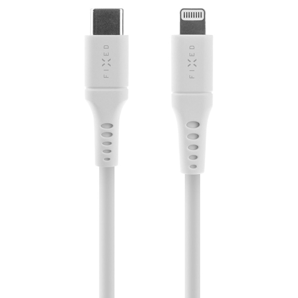 FIXED Datový a nabíjecí Liquid silicone kabel USB-C/Lightning MFi, PD, 0,5 m, bílý