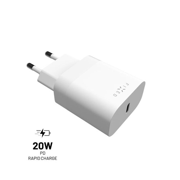 FIXED Síťová nabíječka s USB-C, PD, 20W, bílá