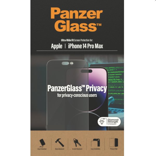 PanzerGlass UWF Privacy AB for Apple iPhone 14 Pro Max, black - OPENBOX (Rozbalené zboží s plnou zárukou)