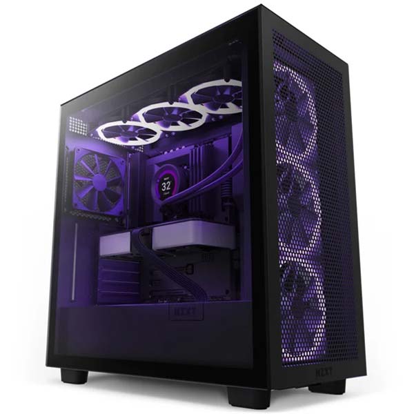 NZXT case H7 Flow edition / ATX / 2x 120 mm fan / USB-C / 2x USB / tempered glass / mesh panel / black