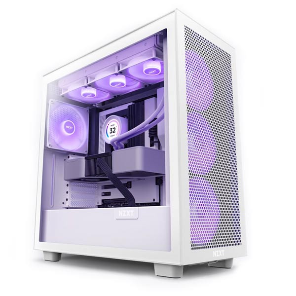 NZXT case H7 Flow RGB / 3x 140 mm fan / glass / mesh panel / white NZXT case H7 Flow RGB / 3x 140 mm fan / glass / mesh panel / white