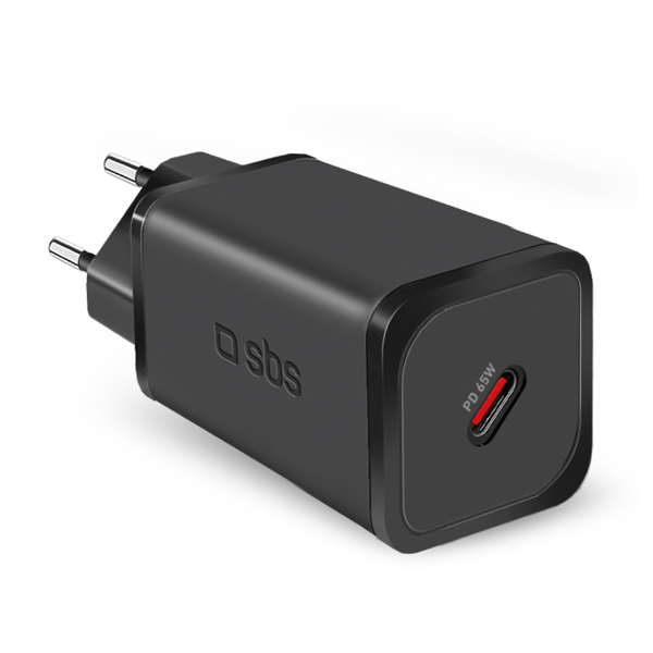 SBS Cestovní adaptér Mini USB-C, GaN, 65 W, PD, černá