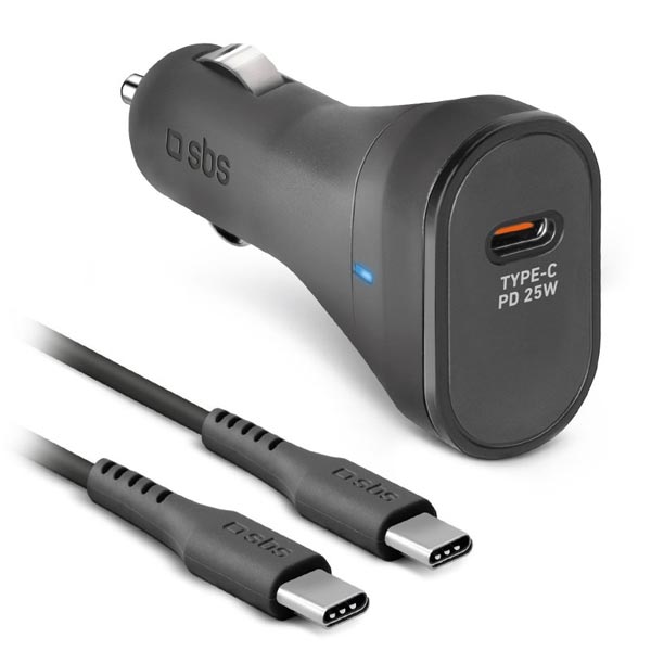 SBS Nabíjecí sada do auta USB-C, PD 25 W, černá