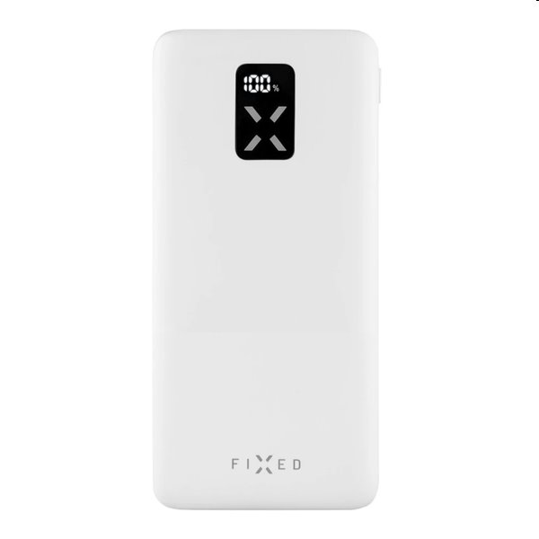 FIXED Powerbanka Zen 10 s LCD displejem a výstupem PD 20W, 10 000 mAh, bílá