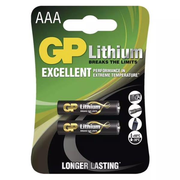 GP lithiová baterie AAA (FR03), 2 kusy
