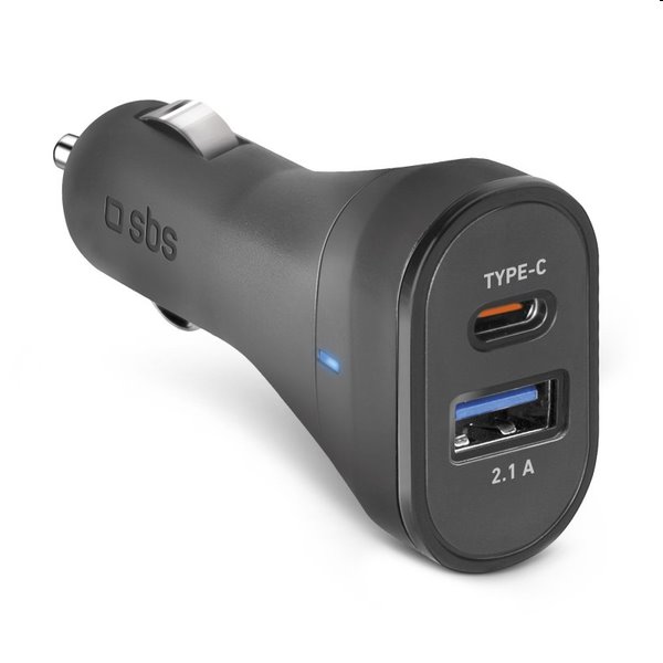 SBS Autoadaptér USB/USB-C, 2,1 A/3,1 A, černá