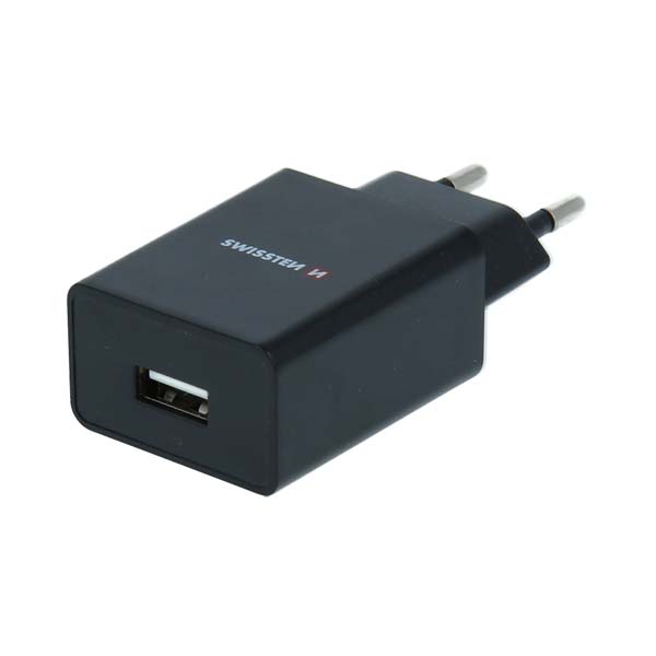 Sítóvý  Adaptér Swissten Smart IC 1x USB 1A + Datový kabelUSB / Typ C 1,2 m, černý