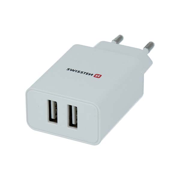 Sieťový Adaptér Swissten Smart IC 2x USB 2,1A + Dátový kábel USB / Lightning MFi 1,2 m, bílý