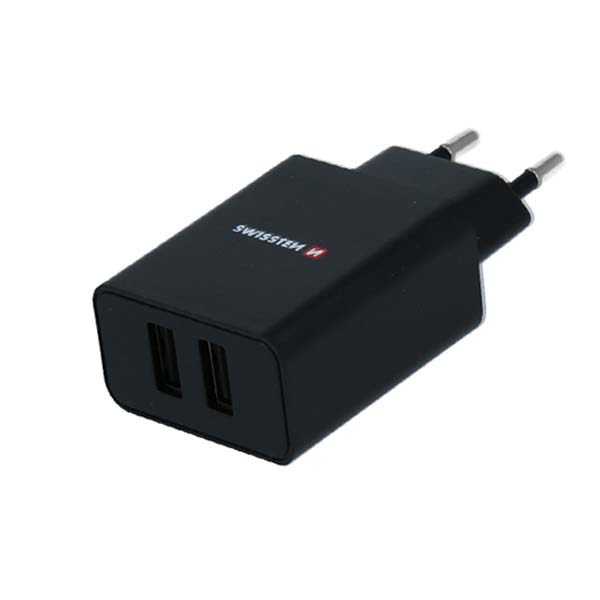 Sítóvý Adaptér Swissten Smart IC 2x USB 2,1A Power + Datový kabel USB / Lightning MFi 1,2 m, černý