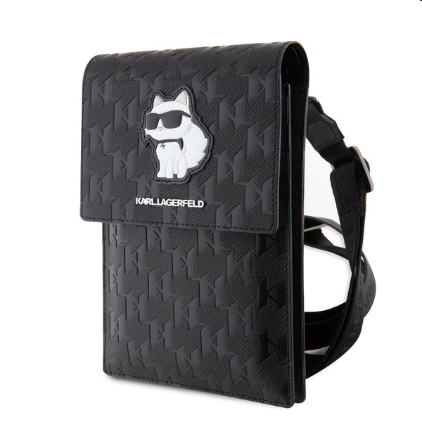 Karl Lagerfeld Saffiano Monogram Wallet Phone Bag Choupette NFT, černá