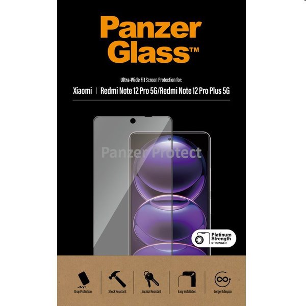 Ochranné sklo PanzerGlass UWF pro Xiaomi Redmi Note 12 Pro/Redmi Note 12 Pro+, černé