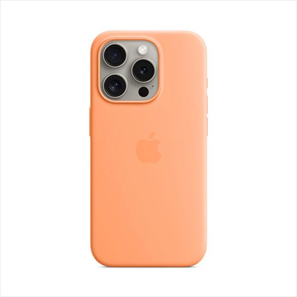 Apple iPhone 15 Pro Max Silicone Case with MagSafe - Orange Sorbet Apple iPhone 15 Pro Max Silicone Case with MagSafe - Orange Sorbet
