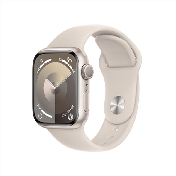 Apple Watch Series 9 GPS 41mm Starlight Aluminium Case with Starlight Sport Band - M/L