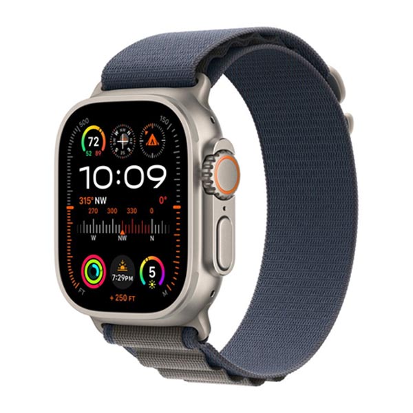 Apple Watch Ultra 2 GPS + Cellular, 49mm Titanium Case with Blue Alpine Loop - Large