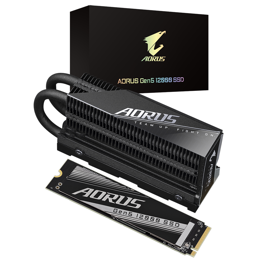Gigabyte AORUS 12000 SSD 1TB M.2 NVMe Gen5, HeatSink 11700/9500 MBps Gigabyte AORUS 12000 SSD 1TB M.2 NVMe Gen5, HeatSink 11700/9500 MBps