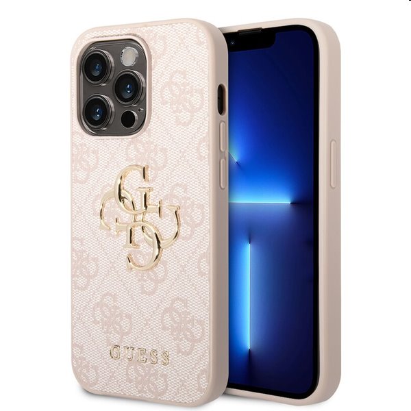 Pouzdro Guess PU 4G Metal Logo pro iPhone 15 Pro. Růžové