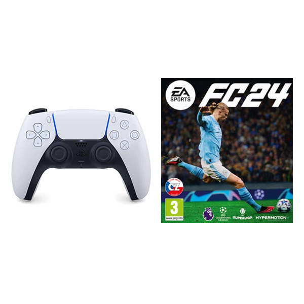 Sony DualSense Wireless Controller, black & white + EA Sports FC 24 CZ