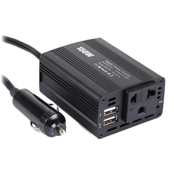 EUROCASE měnič napětí DC/AC, 12V/230V, 150W, USB 2*5V/500mA, autozástrčka (MT-MX150)