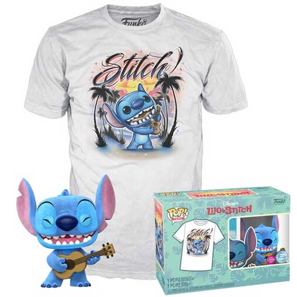 Pop! & Tričko: Lilo and Stitch Ukelele Stitch (Flocked) Special Edition velikost L dětské