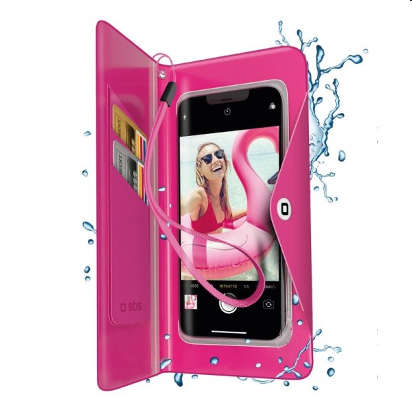 SBS Splash-resistant transparent universal case 6,8'', pink - OPENBOX (Rozbalené zboží s plnou zárukou)