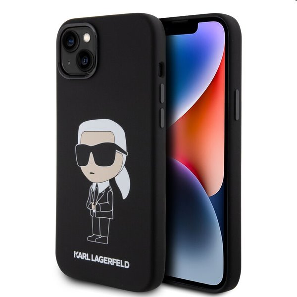 Zadní kryt Karl Lagerfeld Liquid Silicone Ikonik NFT pro Apple iPhone 15 Plus, černé