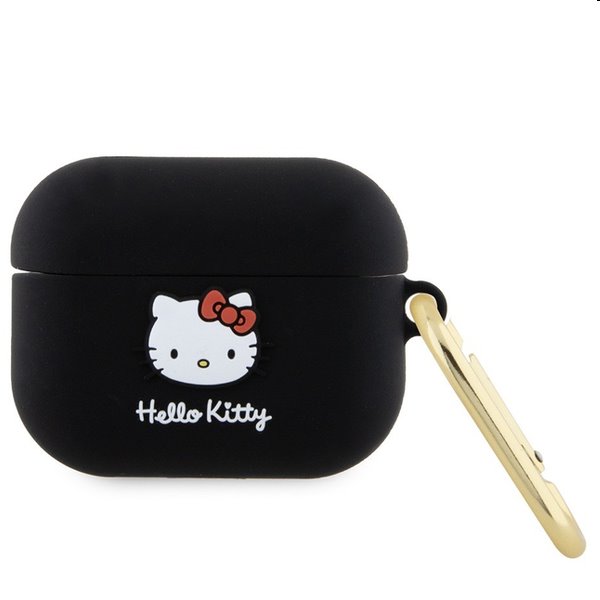 Hello Kitty Liquid Silicone 3D Kitty Head Logo obal pro Apple AirPods Pro, černý