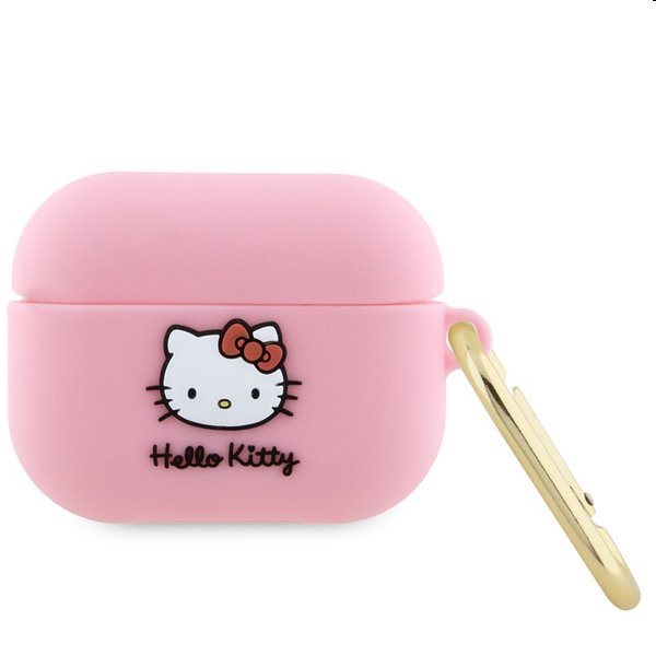 Hello Kitty Liquid Silicone 3D Kitty Head Logo obal pro Apple AirPods Pro, růžové