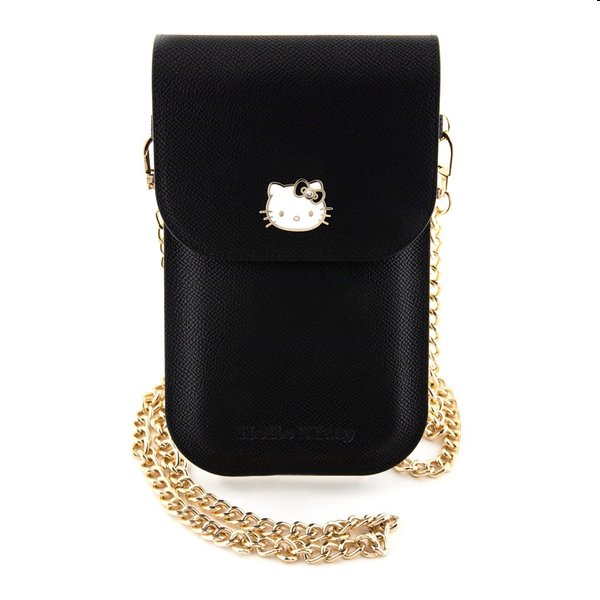 Hello Kitty PU Metal Logo Leather Wallet Phone Bag, black