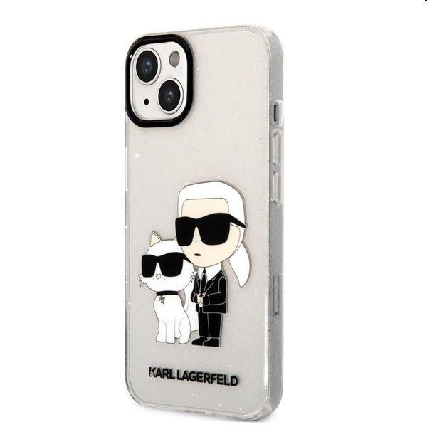 Pouzdro Karl Lagerfeld IML Glitter Karl and Choupette NFT pro Apple iPhone 13, transparentné