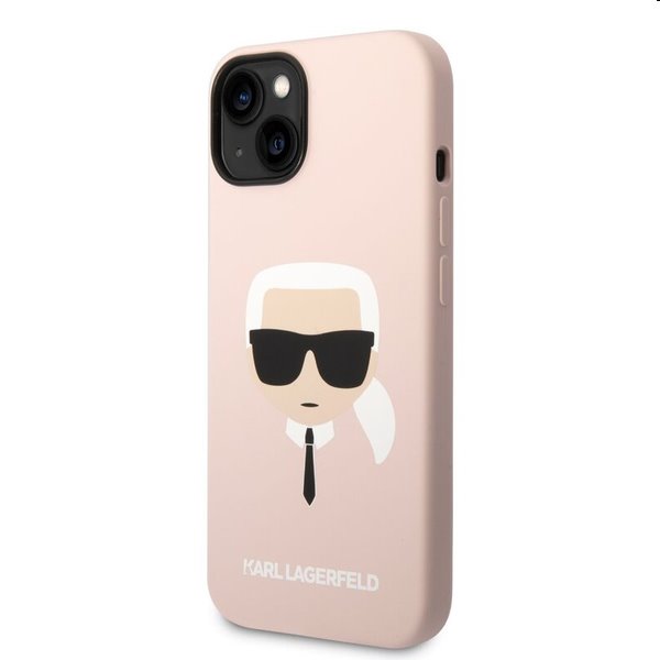 Pouzdro Karl Lagerfeld MagSafe Liquid Silicone Karl Head pro Apple iPhone 14, růžové