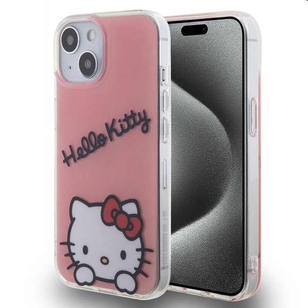 Zadní kryt Hello Kitty IML Daydreaming Logo pro Apple iPhone 15, růžové