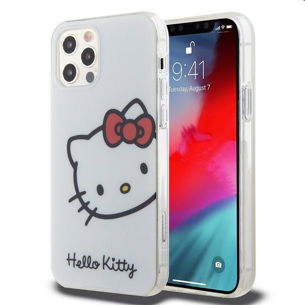 Zadní kryt Hello Kitty IML Head Logo pro Apple iPhone 12/12 Pro, bílé