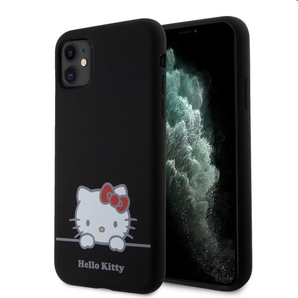 Zadní kryt Hello Kitty Liquid Silicone Daydreaming Logo pro Apple iPhone 11, černé