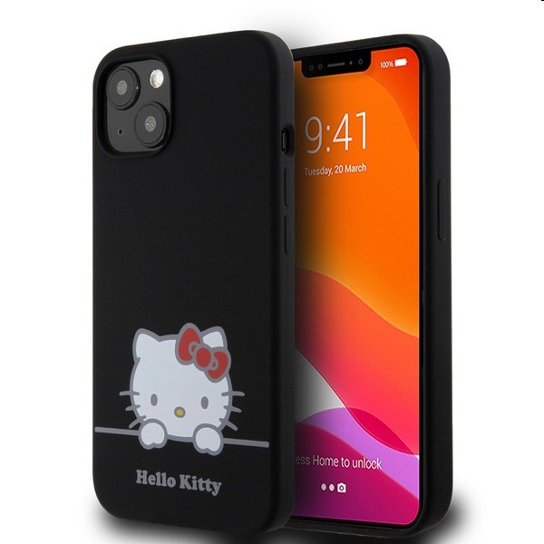 Zadní kryt Hello Kitty Liquid Silicone Daydreaming Logo pro Apple iPhone 13, černé