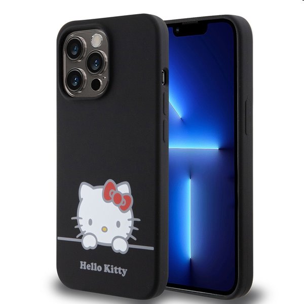 Zadní kryt Hello Kitty Liquid Silicone Daydreaming Logo pro Apple iPhone 13 Pro, černé