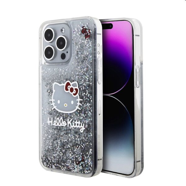 Zadní krytHello Kitty Liquid Glitter Electroplating Head Logo pro Apple iPhone 15 Pro Max, transparentní