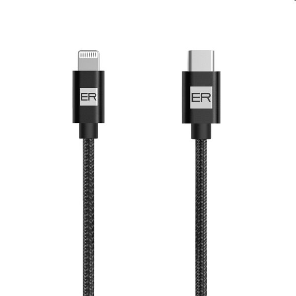 ER POWER Dstový a nabíjecí kabel USB-C/Lightning, MFi, 2 m, černý