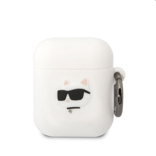 Karl Lagerfeld 3D Logo NFT Choupette Head silikonový obal pro Apple AirPods 1/2, bílý
