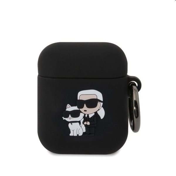 Karl Lagerfeld 3D Logo NFT Karl and Choupette silikonový obal pro Apple AirPods 1/2, černý