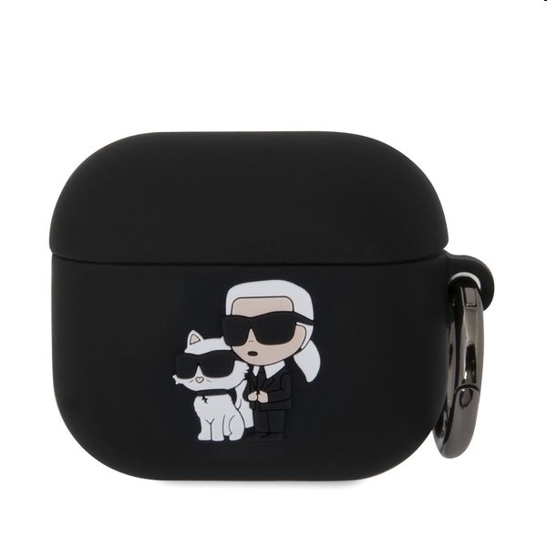 Karl Lagerfeld 3D Logo NFT Karl and Choupette silikonový obal pro Apple AirPods 3, černý