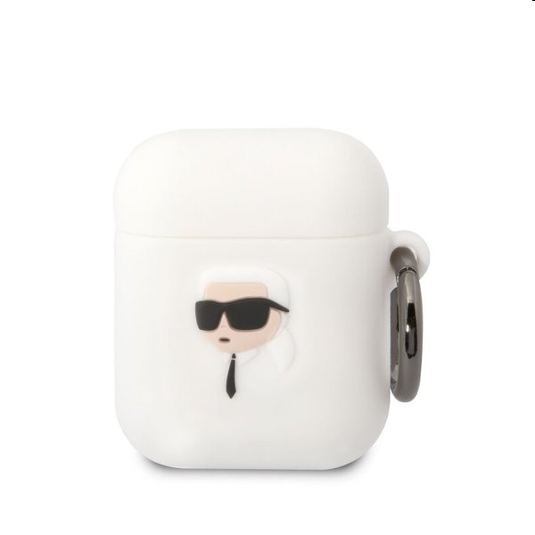 Karl Lagerfeld 3D Logo NFT Karl Head silikonový obal pro Apple AirPods 1/2, bílé