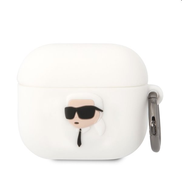 Karl Lagerfeld 3D Logo NFT Karl Head silikonový obal pro Apple AirPods 3, bílý