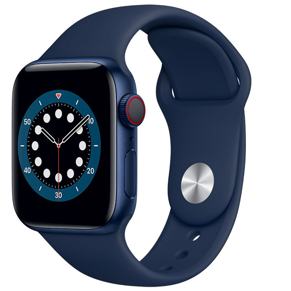 Apple Watch Series 6 GPS + Cellular, 40mm Blue Aluminium Case with Deep Navy Sport Band - Regular