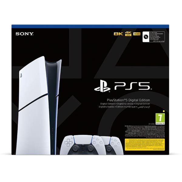 PlayStation 5 Digital (Model Slim) + bezdrôtový ovládač PlayStation 5 DualSense, biely PlayStation 5 Digital (Model Slim) + bezdrôtový ovládač PlayStation 5 DualSense, biely