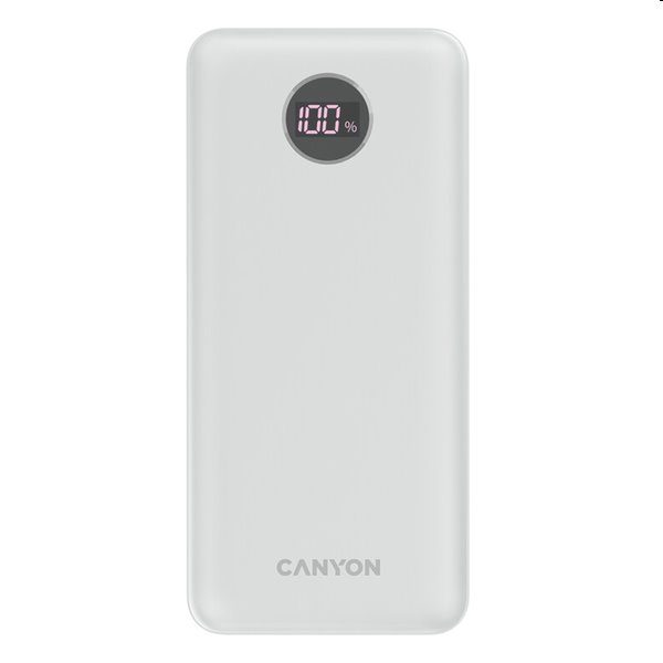Levně Powerbank Canyon s digitálním displejem 1xUSB-C/ 2x USB-A 20000, bílá
