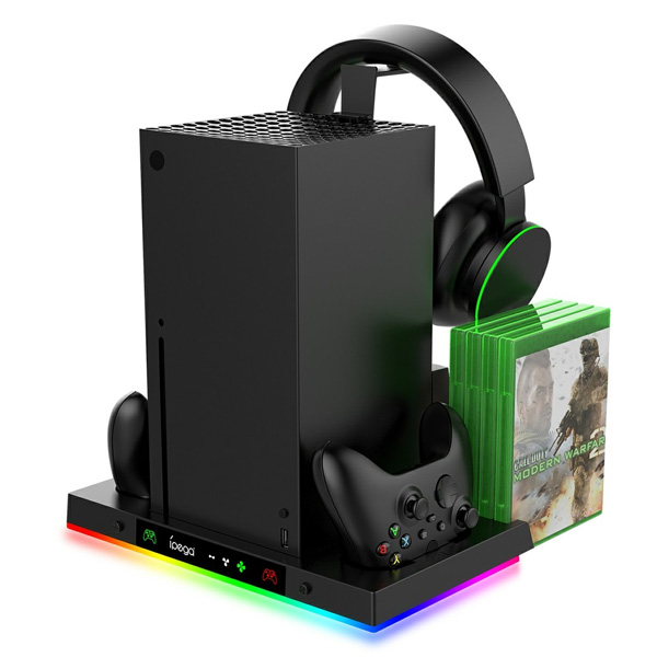 iPega XBX023S Multifunkční nabíjecí RGB stojan s chlazením pro Xbox Series X, black