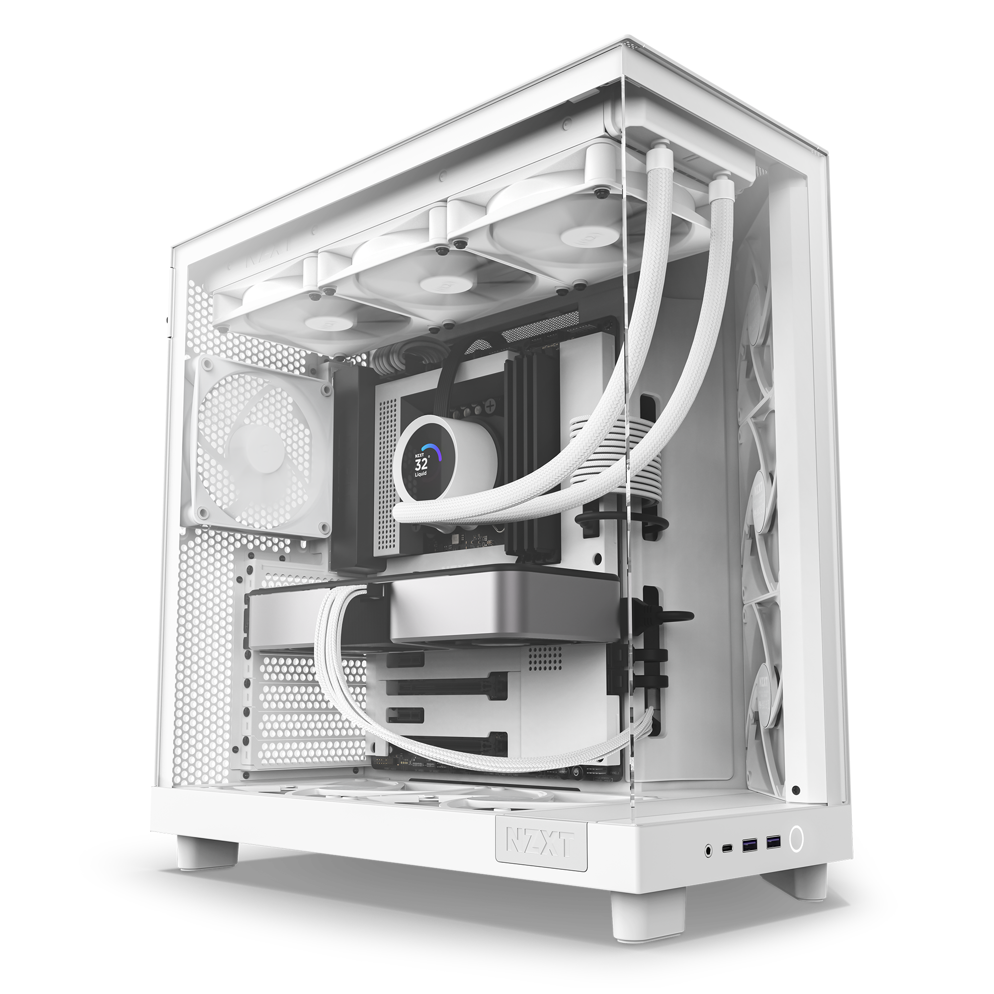 NZXT case H6 Flow / 3x120 mm fan / glass / mesh panel / white NZXT case H6 Flow / 3x120 mm fan / glass / mesh panel / white