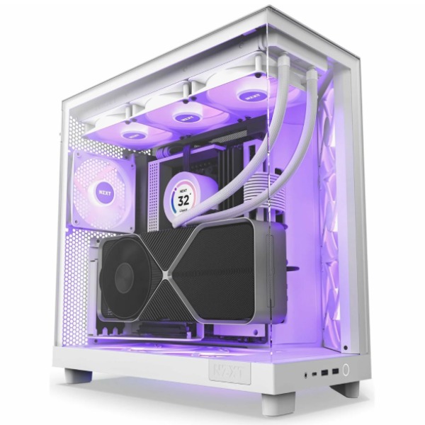 Levně NZXT case H6 Flow RGB / 3x120 mm fan / glass / mesh panel / white
