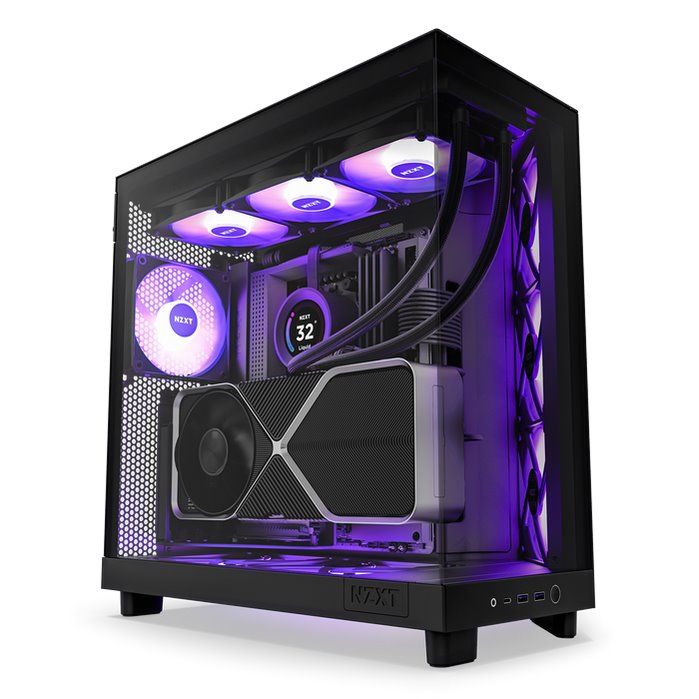 NZXT case H6 Flow RGB / 3x120 mm fan / tempered glass / mesh panel / black NZXT case H6 Flow RGB / 3x120 mm fan / tempered glass / mesh panel / black