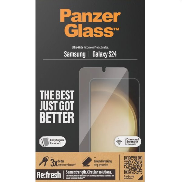 Levně Ochranné sklo PanzerGlass Re:fresh UWF s aplikátorem pro Samsung Galaxy S24, černé